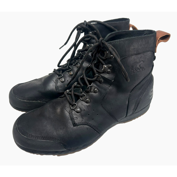 Sorel Ankeny Black Leather Waterproof Hiking Boots NM2100-010 Men's Size 13 US - Picture 1 of 14
